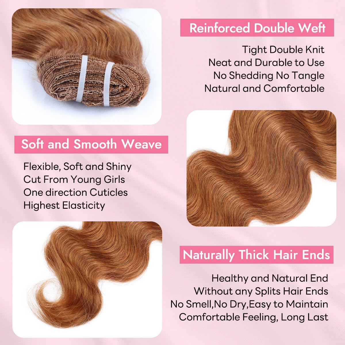 #30 Brown Clip in Hair Extensions Real Human Hair, 14 Inch 120g/7Pcs,Full Shine Remy Human Hair,Light Brown Body Wave Clip ins Brazilian Virgin Human Hair Extensions