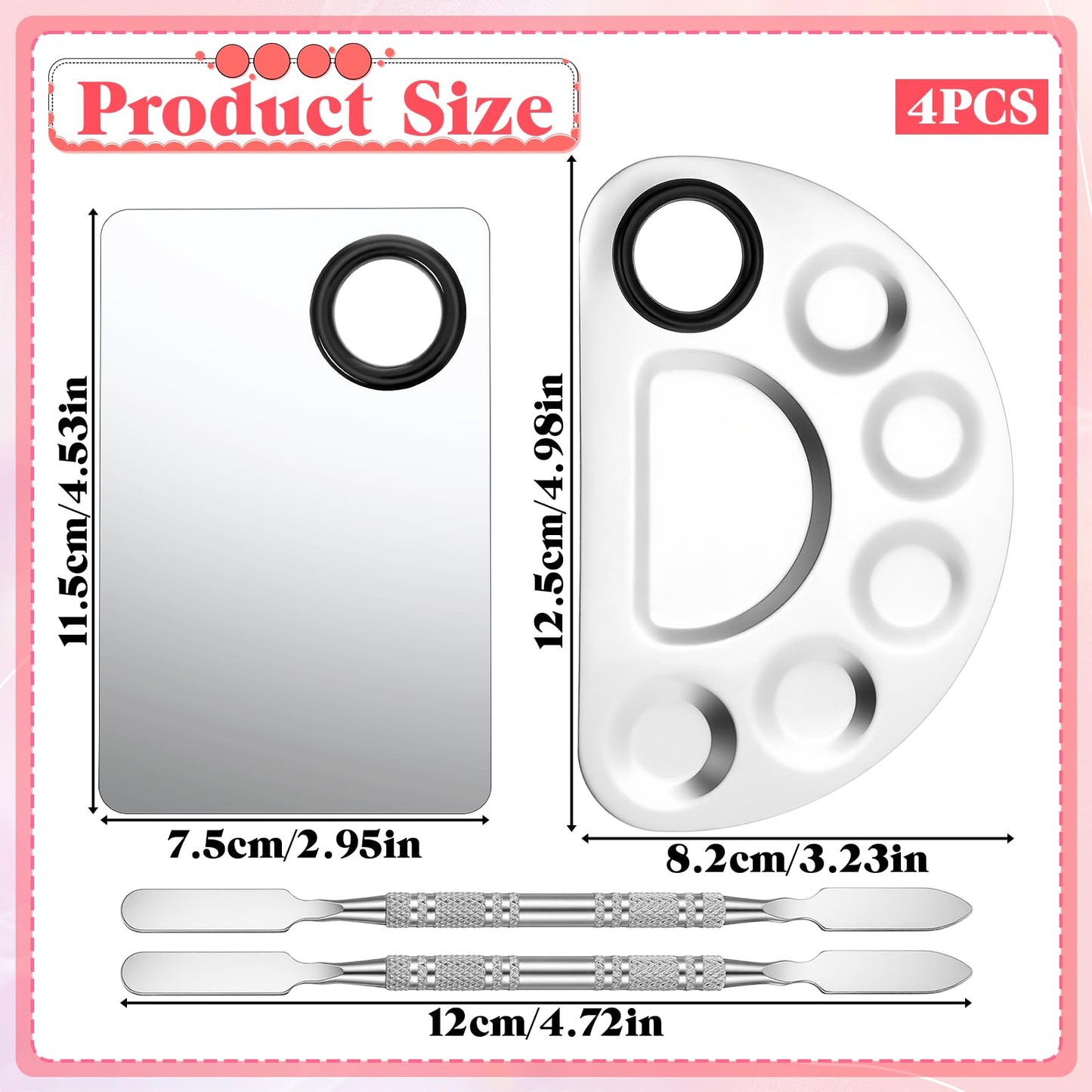 2 Set Makeup Palette Tray with Spatula, Makeup Mixing Palette