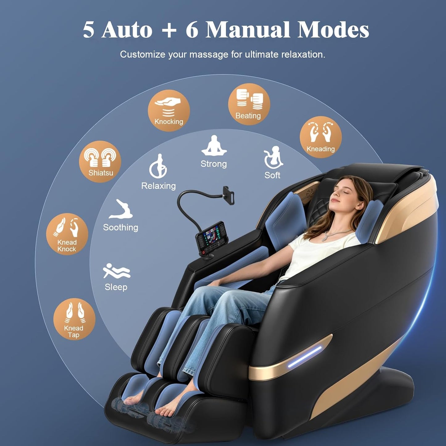YONISEE 4D Massage Chair - Full Body Shiatsu Recliner with AI Control & Heating | Zero Gravity, Bluetooth, LED Light