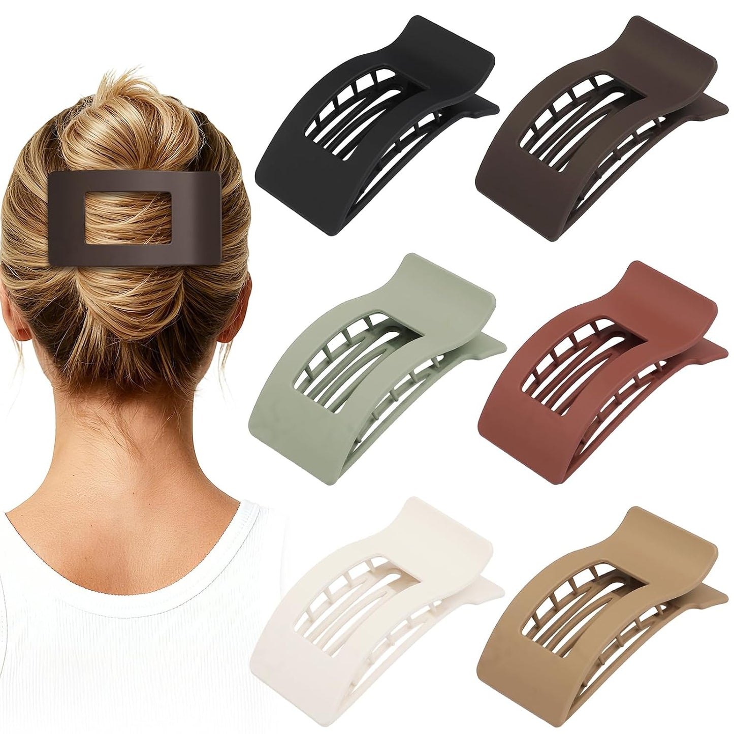 French Flat Hair Clips - 6pcs Matte Claw Clips for Thick or Thin Hair | Non-Slip Strong Hold Accessories