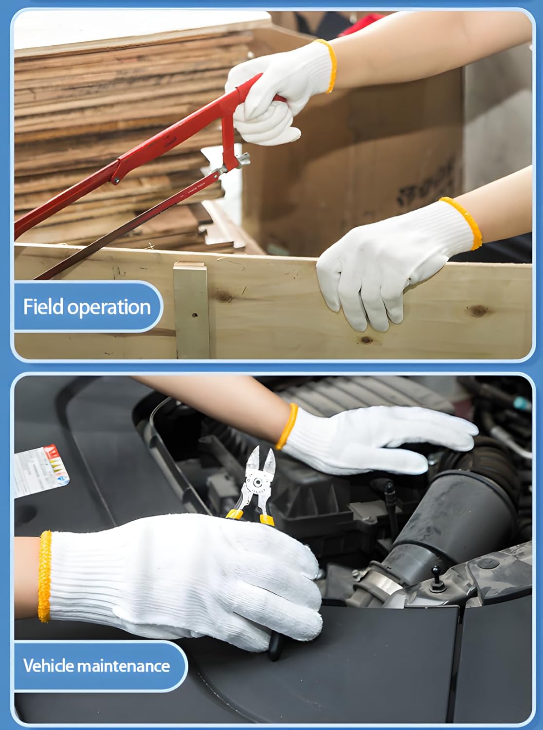 Unisex Cotton Polyester Knitted Safety Gloves - Ideal for Gardening, Cooking & Warehouse Work | 12/36/240 Pairs