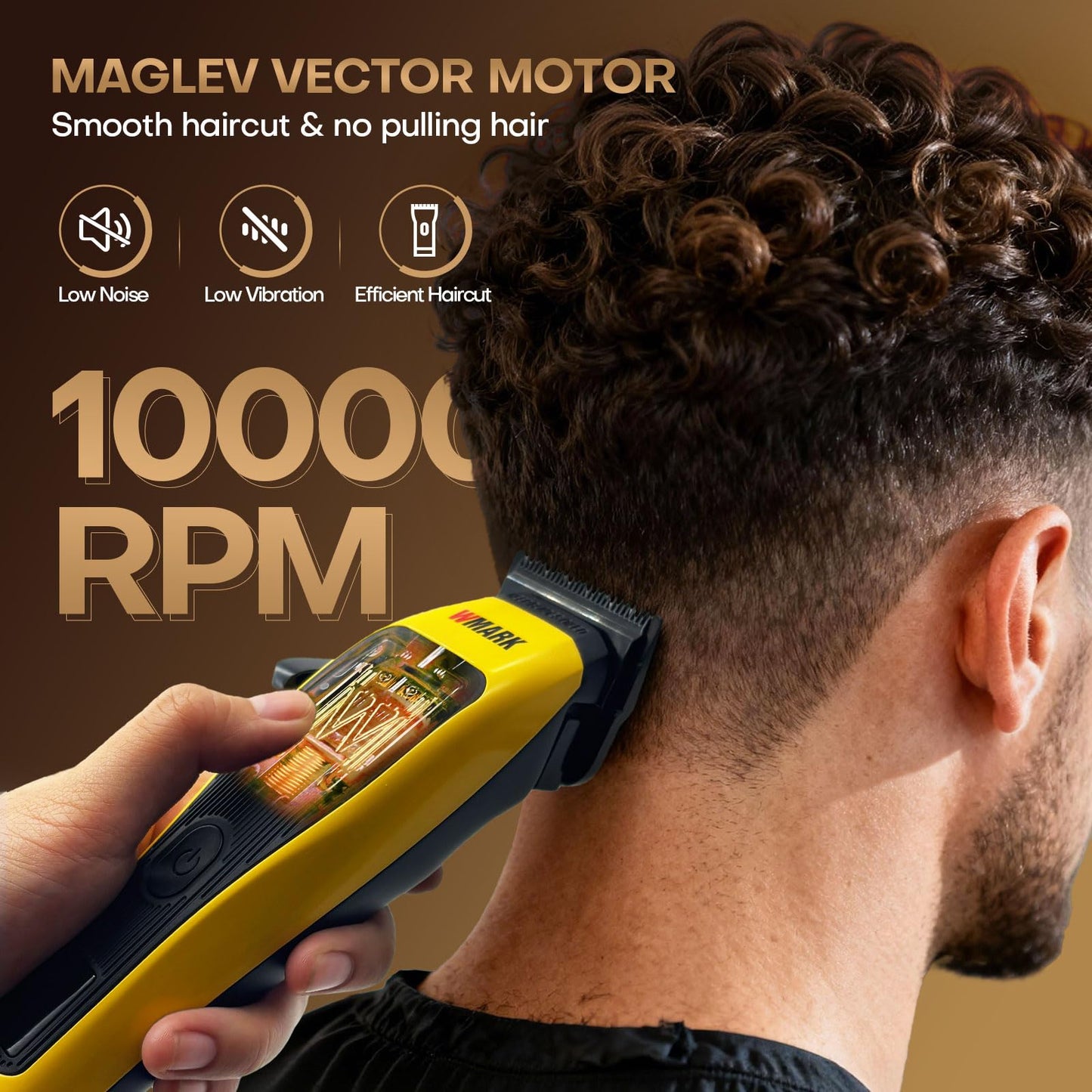 WMARK Hair Clippers for Men Professional Barber Clippers for Hair Cutting Kit Cordless Hair Clippers Maglev Vector Motor 10000RPM, LED Display, DLC Fade Blades, USB-C Rechargeable NG-X1 Plus