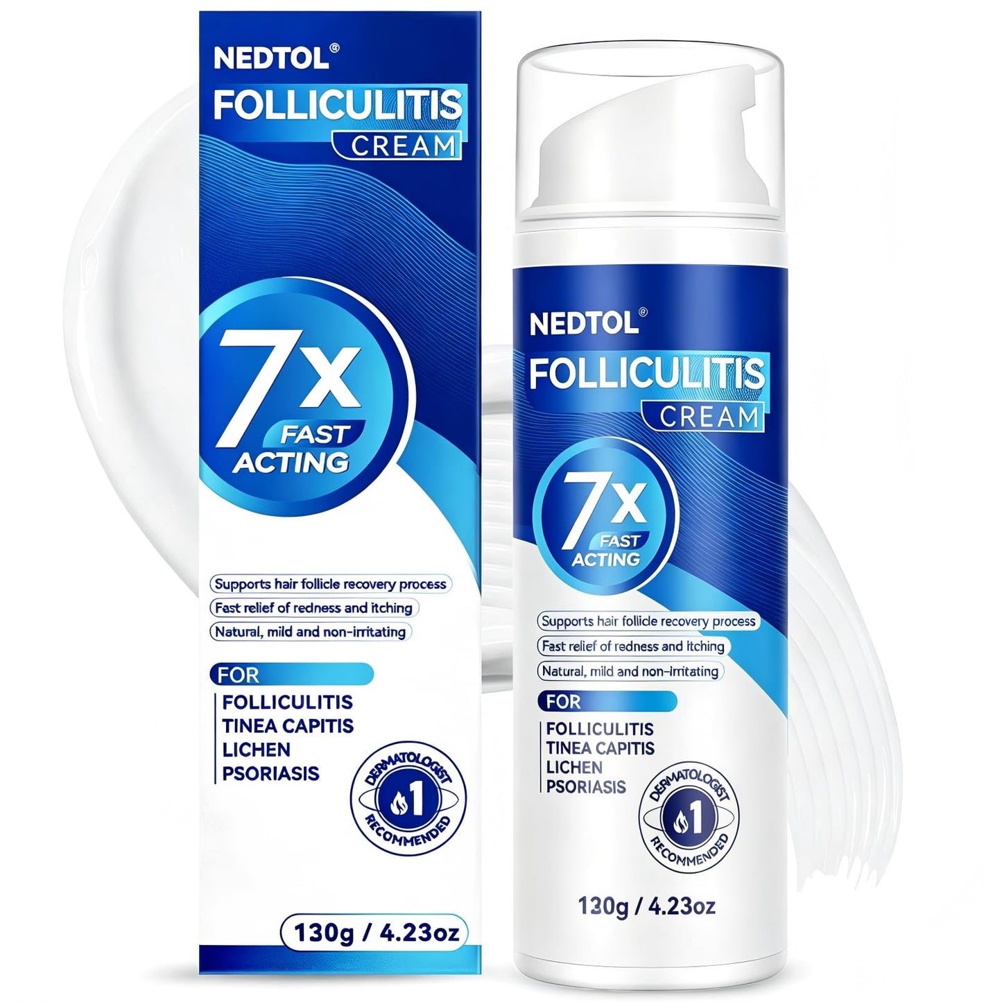 Nedtol Folliculitis Treatment Cream, 7X Stronger Ointment, for use on Hair-Growing Areas, relieves itching, Redness, and Bumps, Powerful Skin Care – 130g