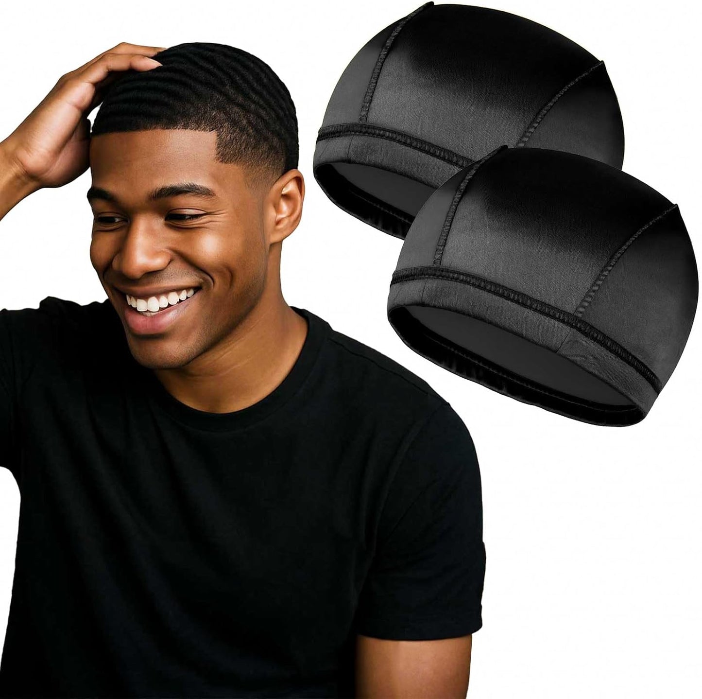 Silky Wave Caps for Men - 2PCS Compression Caps for 360, 540, 720 Waves | Comfortable Fit