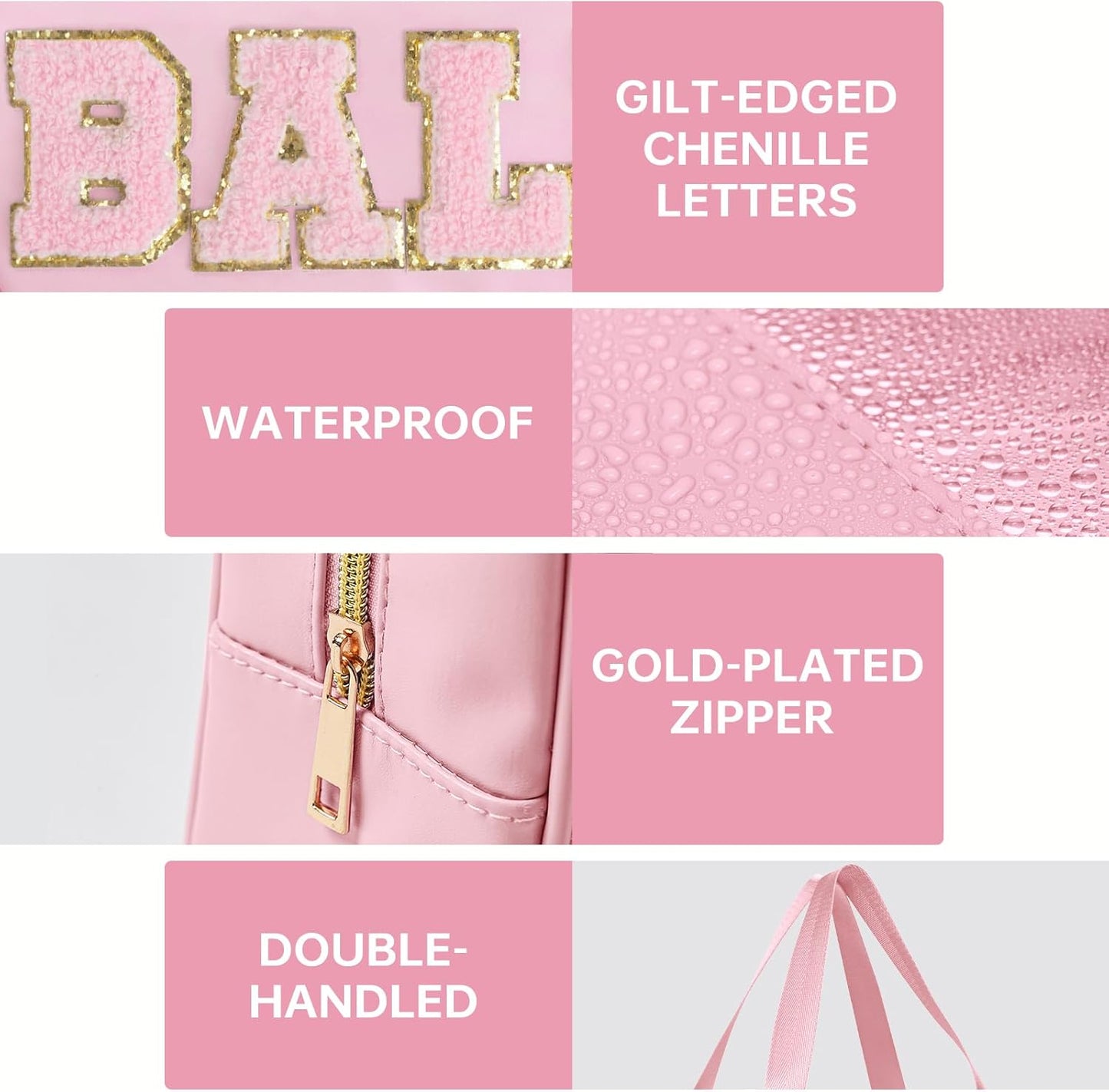 Ballet Bag - Preppy Chenille Letter Makeup Organizer | Waterproof Storage Case for Girls 4-6