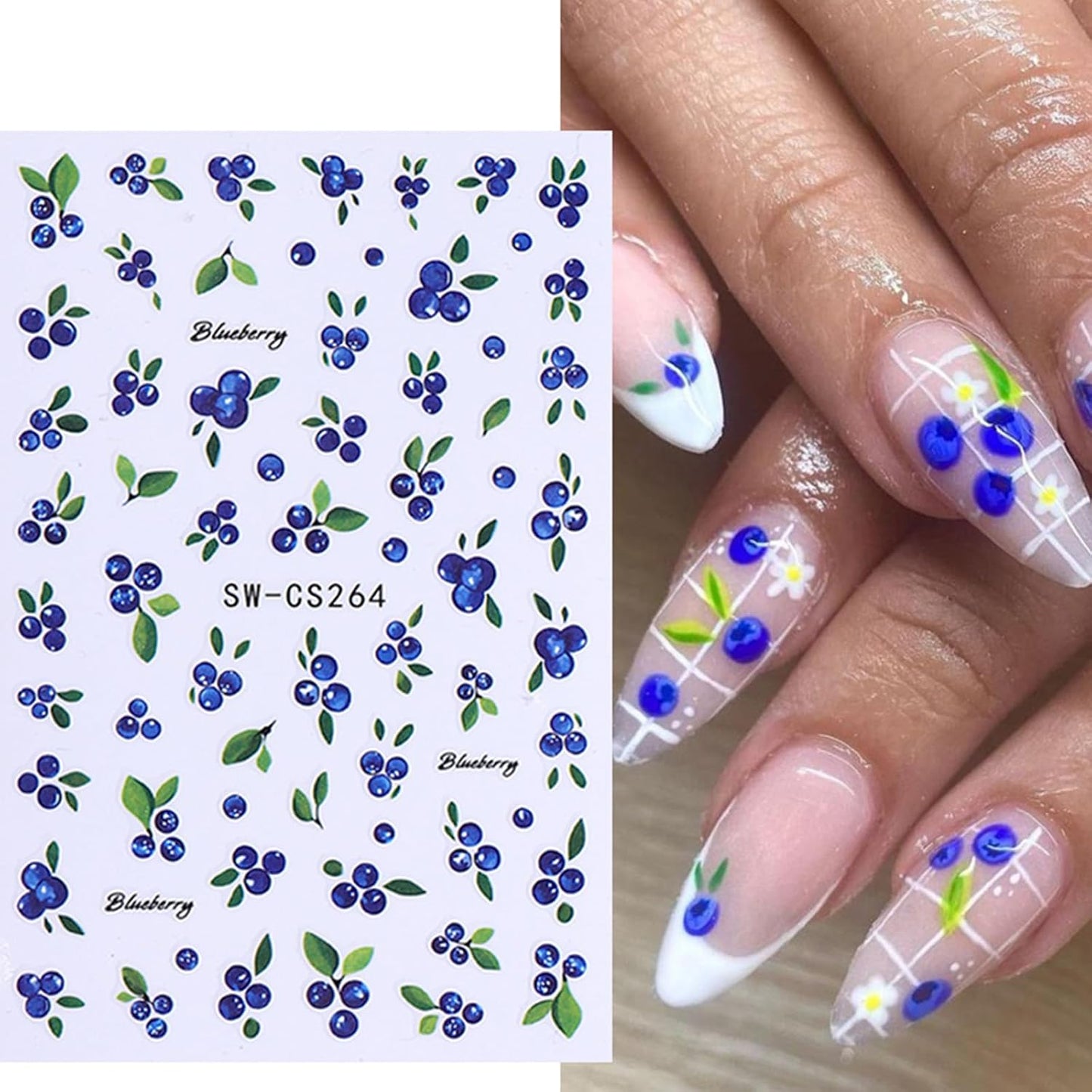 3D Summer Nail Art Stickers - Cute Fruit Decals for DIY Manicure | 5 Sheets of Lemon, Strawberry & Blueberry Designs