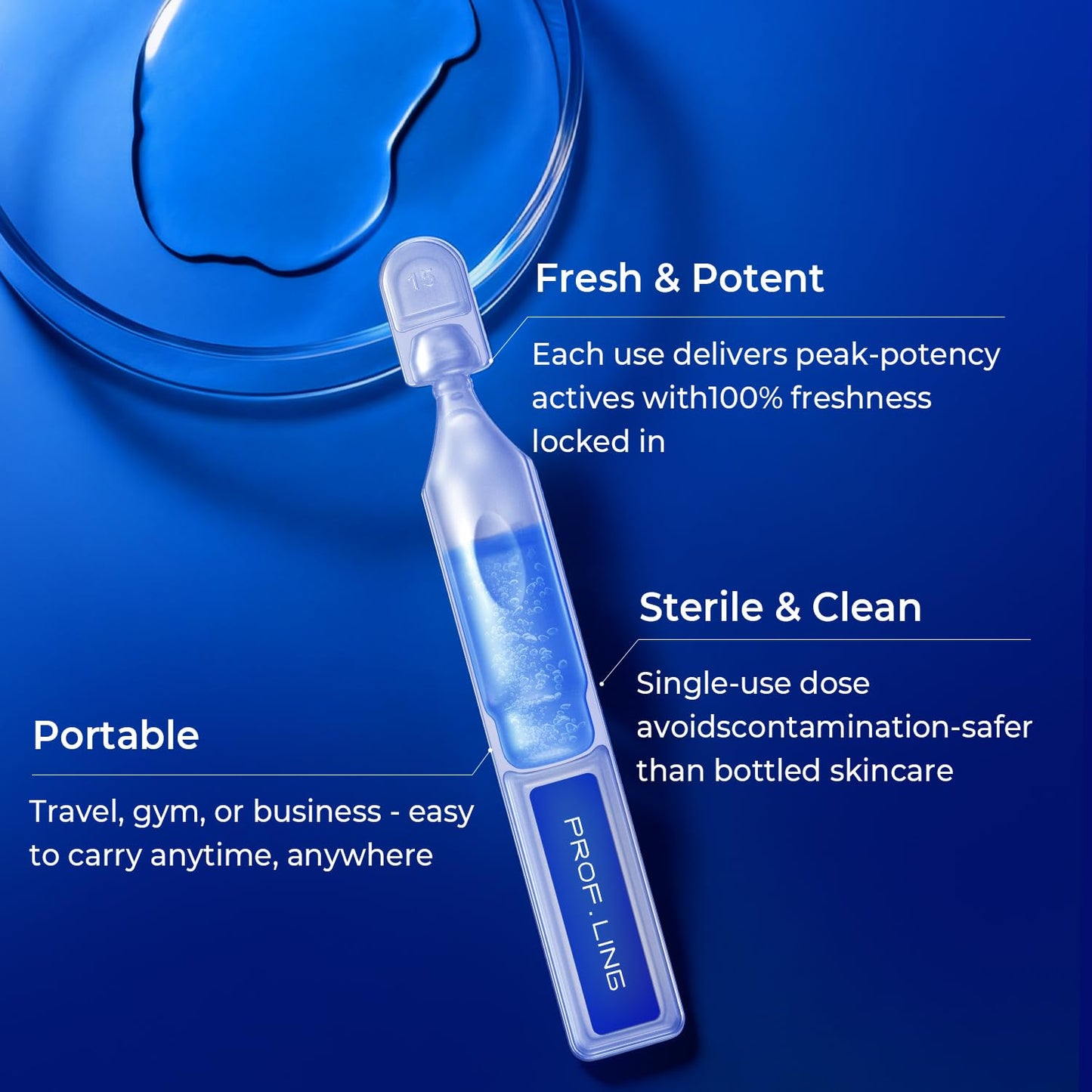 PROFLING Hyaluronic Acid Serum with Copper Peptides, Post-Microneedling Hydrating & Soothing Face Serum for Sensitive, Redness-Prone Skin, Barrier Support, Single-Use Vials 30PCS