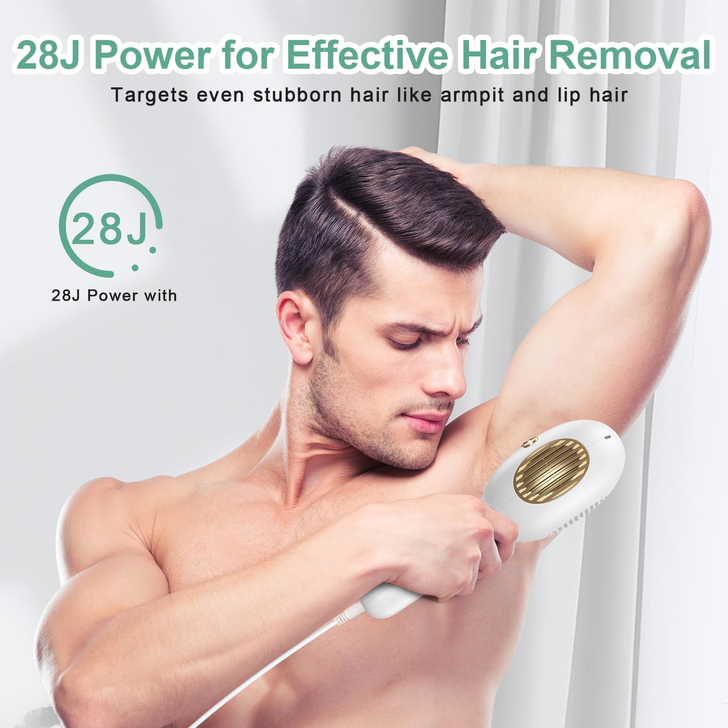 Lovsheme Sapphire Ice Cooling Hair Remove Device, Ice-cooling Device Hair Removal for Nearly Painless, Auto Flashing for Fast Full Body Hair Removal, White