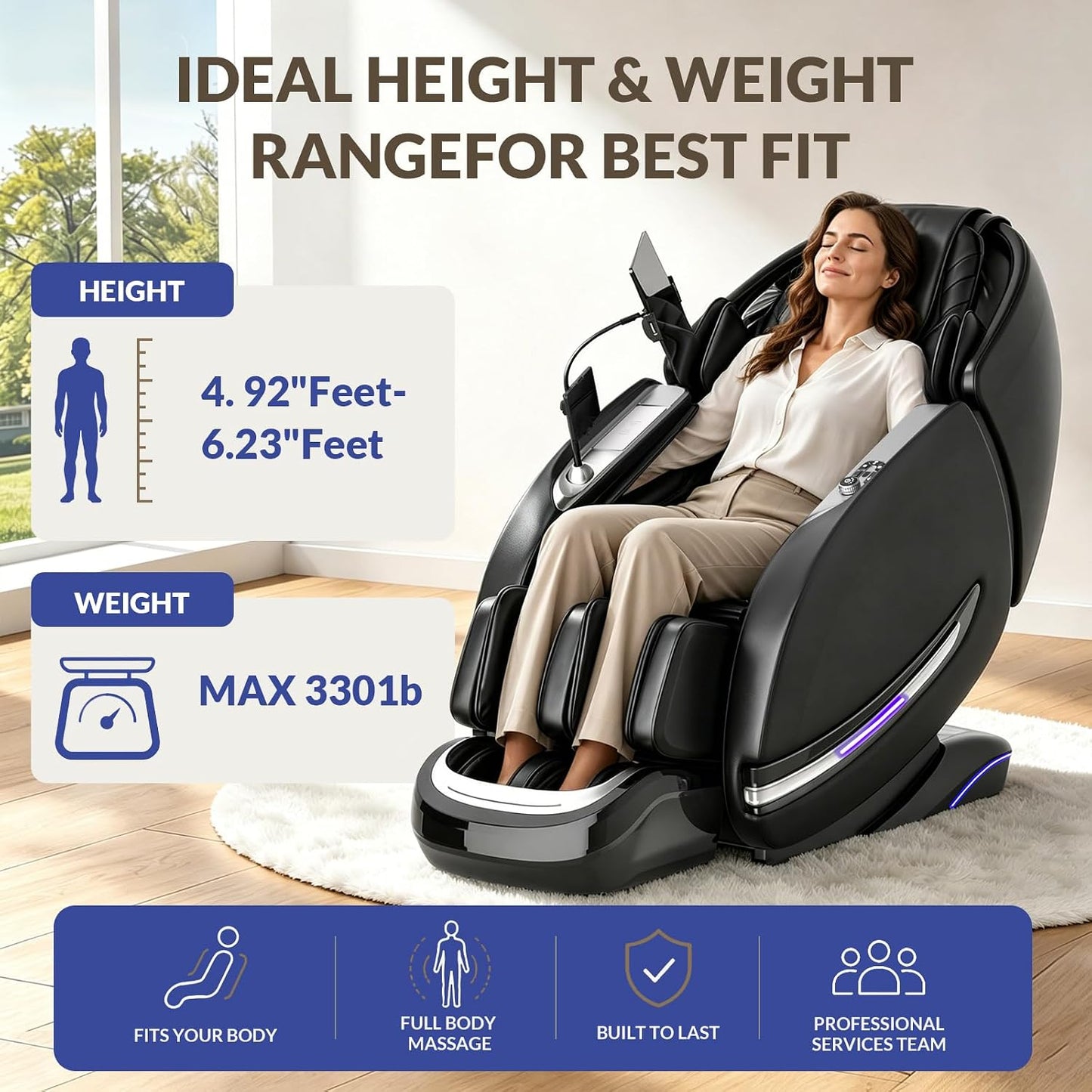 Full Body Massage Chair - Zero Gravity SL-Track Shiatsu Recliner with 12 Auto Modes, Heated Waist & Calf | L183 Black