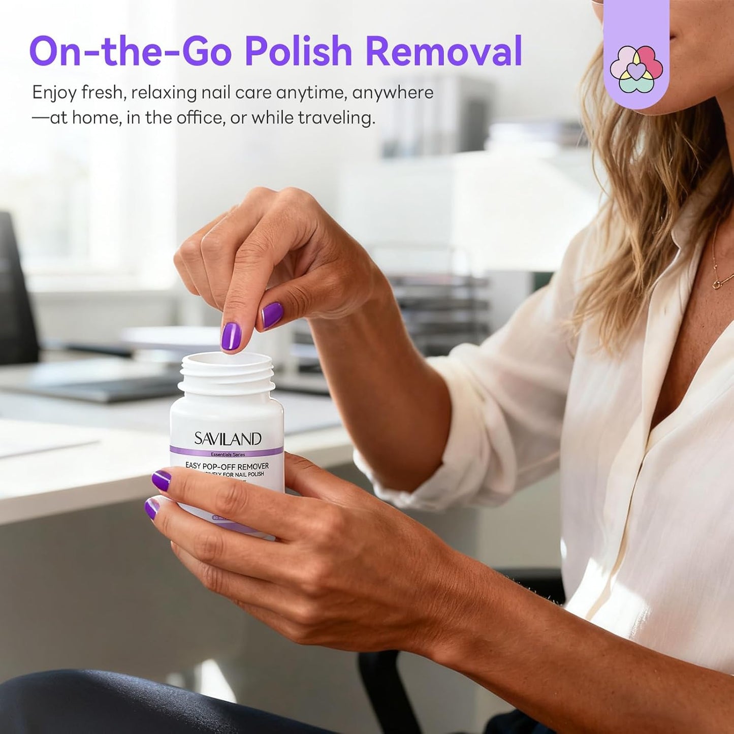 SAVILAND Non-Acetone Nail Polish Remover Pot - Quick & Easy Gentle Removal for Regular Polish | 80 ML