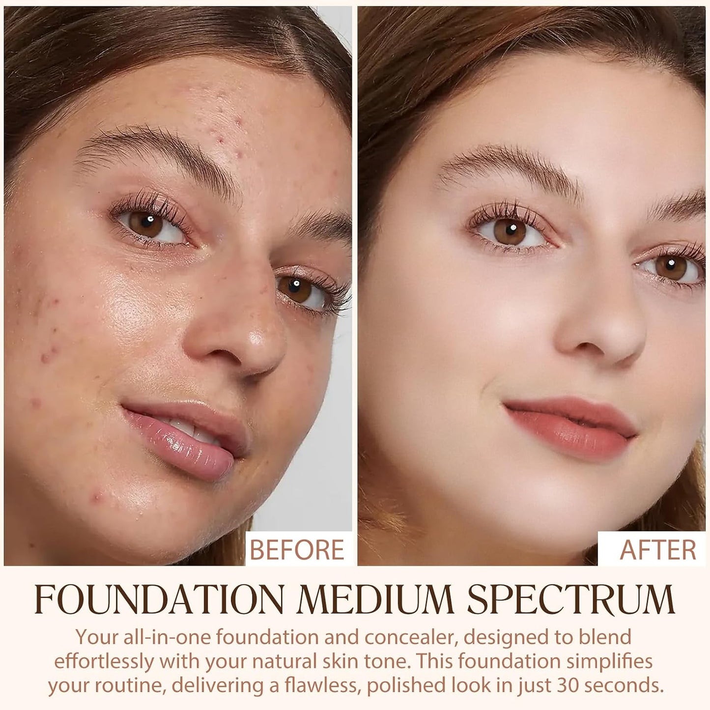 4-in-1 Color Changing Foundation - Medium Spectrum SPF 50+ | Longwearing, Waterproof, Hydrating, 30ml