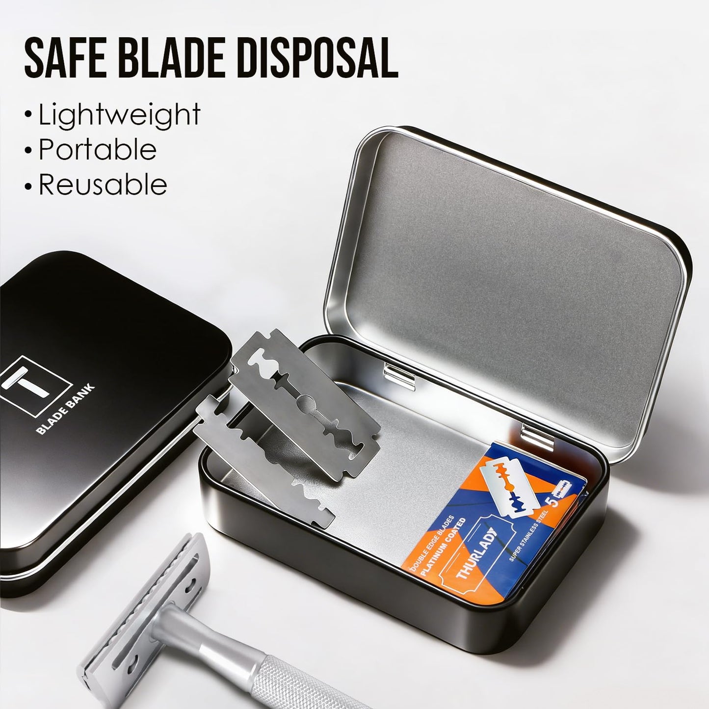 THURLADY Shaving Kit Gifts for Men, Single Blade Safety Razor Kit, Includes Safety Razor, Double Edge Blades, Blade Container, Razor Stand, Shaving Brush & Bowl, Beard Comb, Travel Toiletry Bag