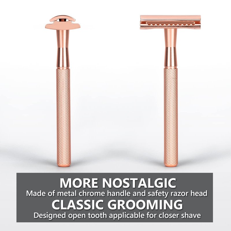DreamGenius Safety Razor for Men and Women,All Double Edge Razor Blades Lady Razor Eco-Friendly Zero Waste Beauty Environmentally,Rose Gold