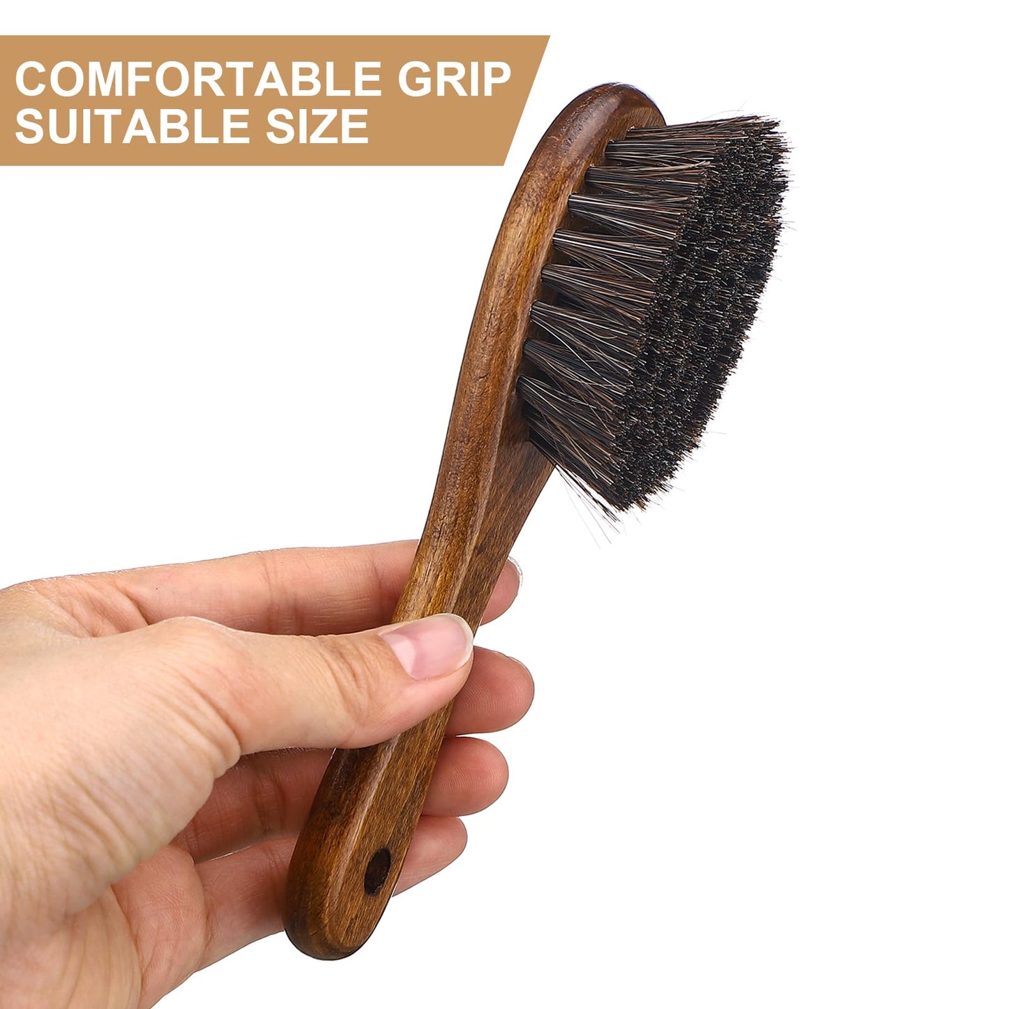 Patelai 4 Pieces Barber Fade Brush Set with Natural Fiber Wooden Handle Beard Styling Brush, Neck Duster, and Cleaning for Men's Grooming (Brown)