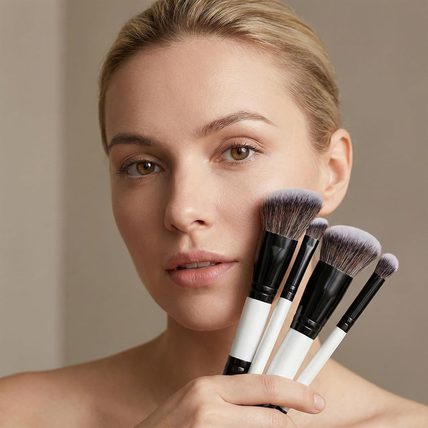 KFHENSOM 4PCS Dual-Ended Makeup Brush Set | Professional Foundation, Contour & Concealer Brushes for Liquid & Powder