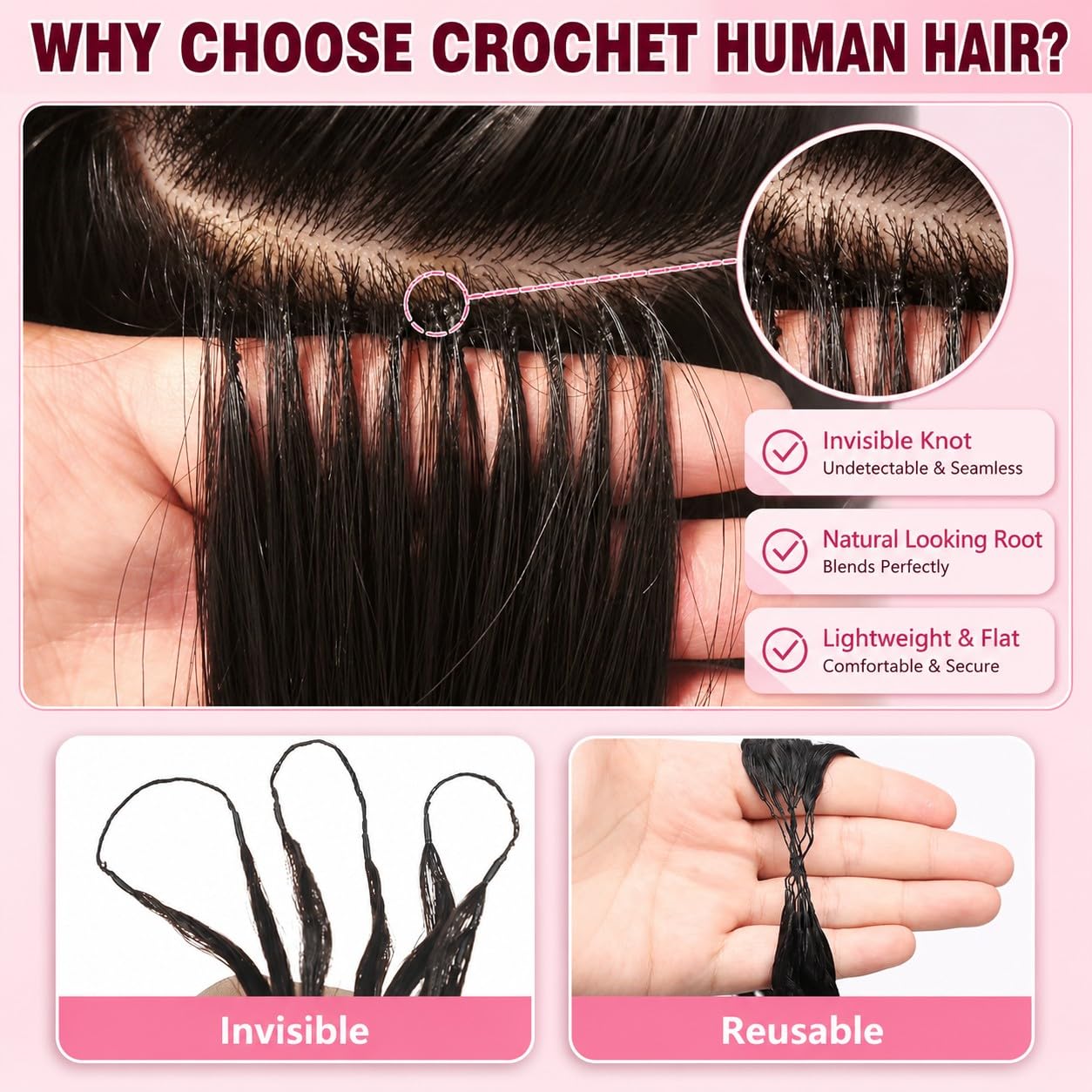 Feather Crochet Human Hair 12 Inch 120g Invisible Miracle Knots Crochet Hair for Black Women Jerry Curly Pre Separated Human Crochet Hair Extensions for Boho Braids Natural Black