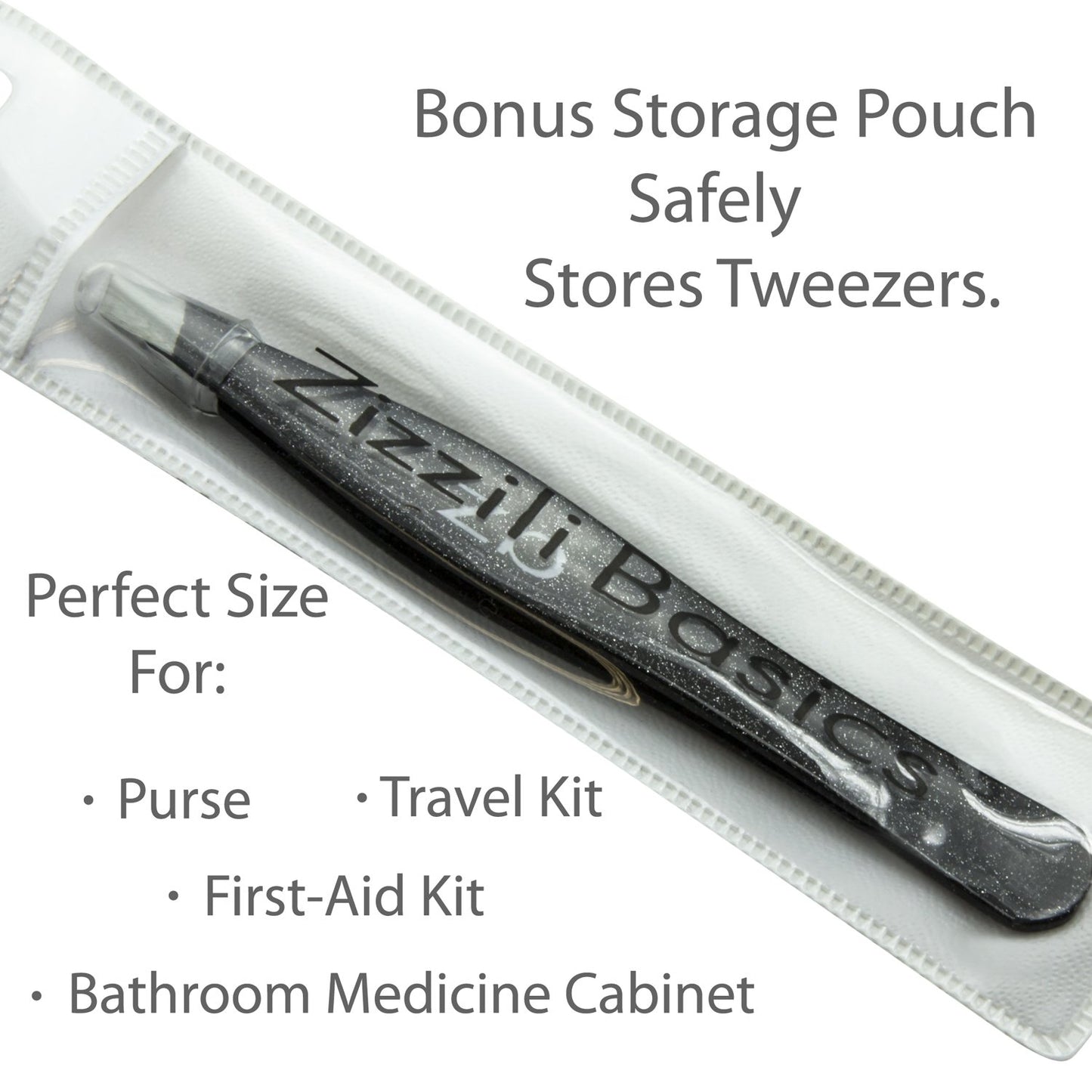 Tweezers – Surgical Grade Stainless Steel - Slant Tip for Expert Eyebrow Shaping and Facial Hair Removal – with Protective Pouch - Best Tweezer for Men and Women (Black)