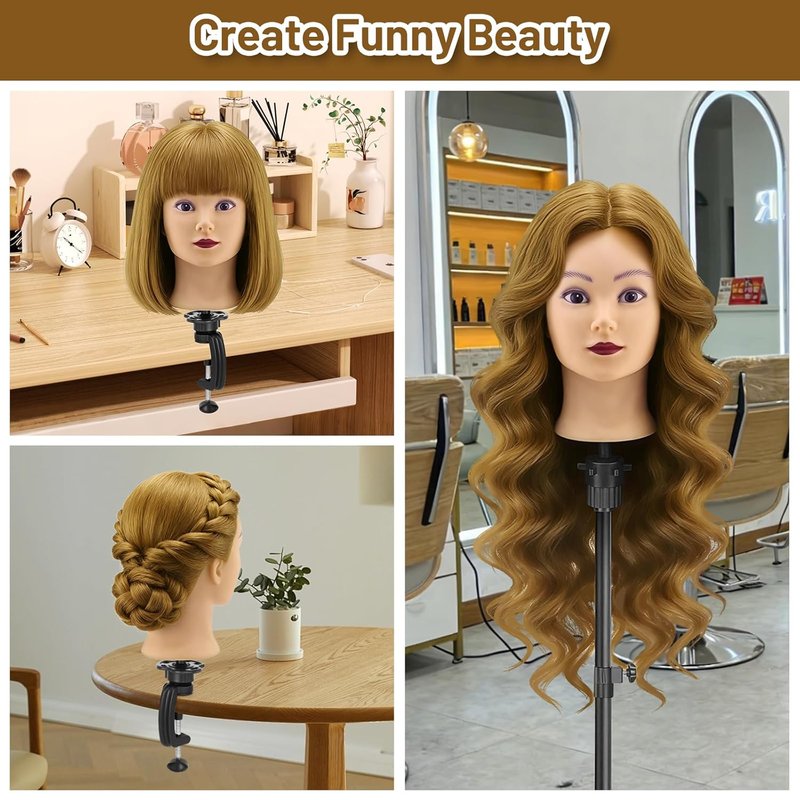 Mannequin Head with 90% Human Hair - 26-28" Realistic Hair Styling Doll for Cosmetology Training & Hairdressers