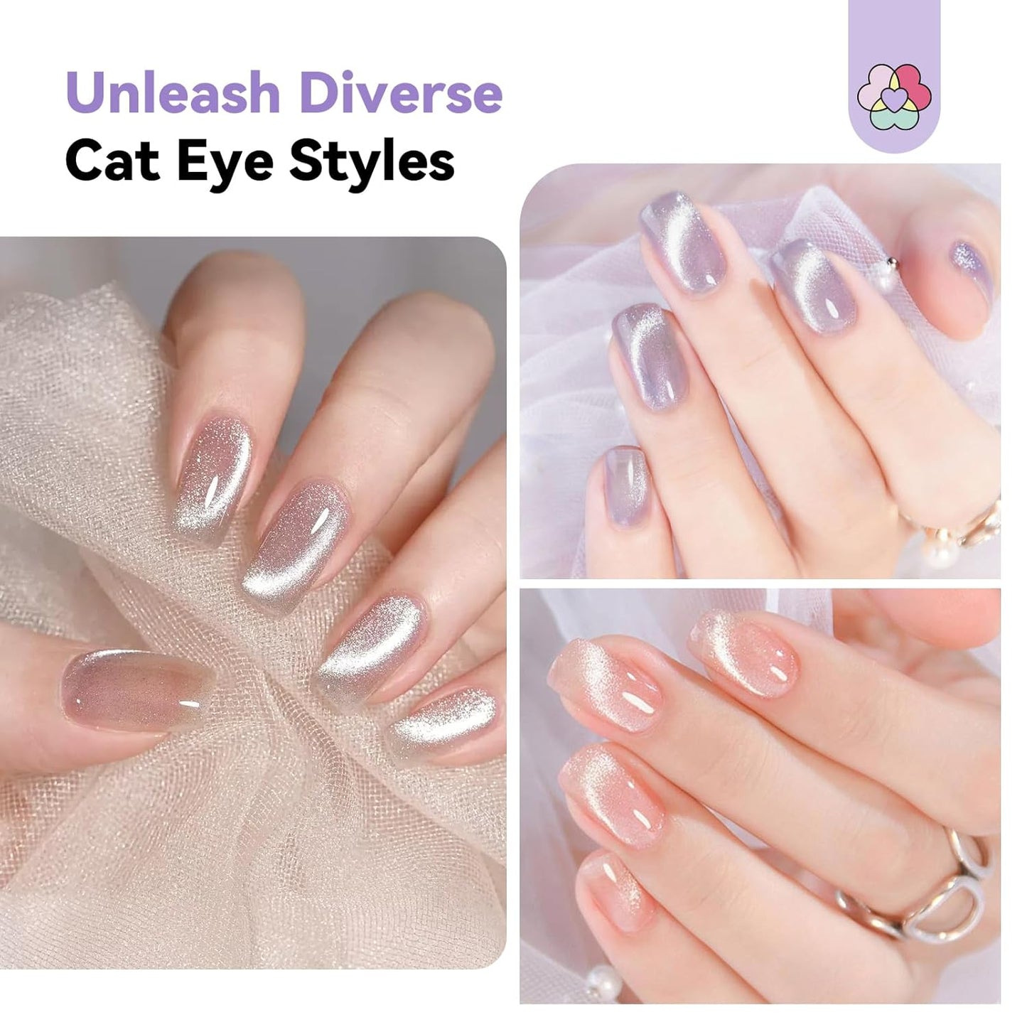 SAVILAND Cat Eye Nail Magnet - 5X Stronger Holographic Dual-Ended Tool for DIY Nail Art | Heart-Shaped Design