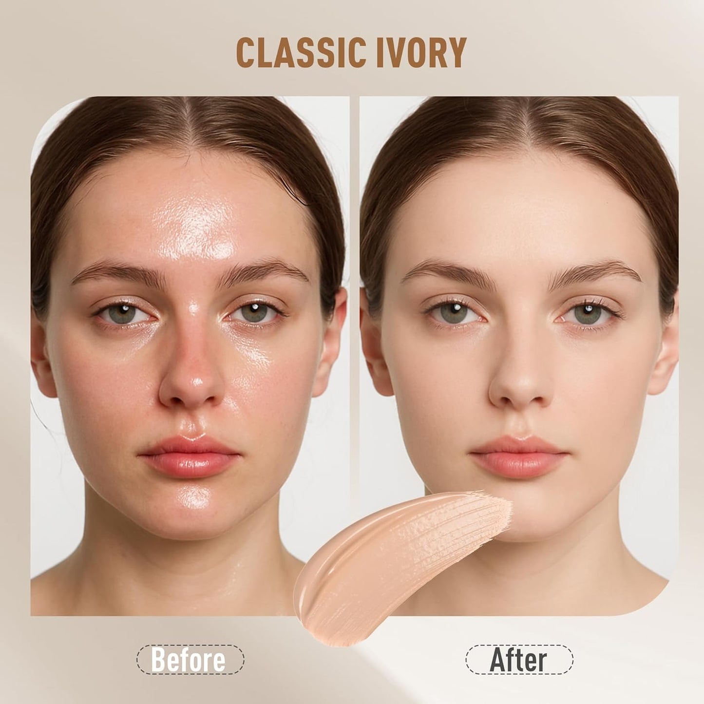 Waterproof Foundation - Lightweight Medium Coverage Liquid Makeup for Oily Skin | Classic Ivory, 2 Pack (1.05 fl. oz)