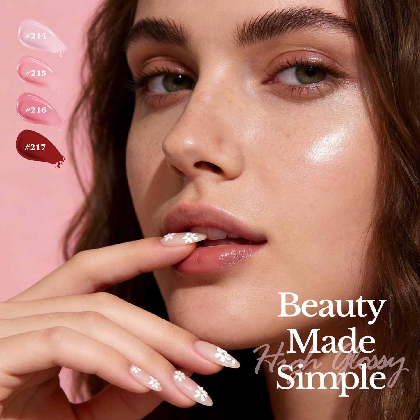 Pink Nail Polish Set - 4 Glossy Shades for Natural Nails | DIY Manicure Gift for Women