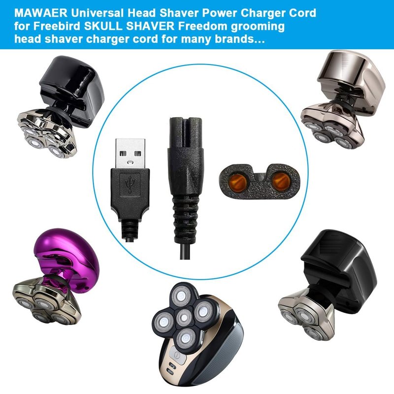 MAWAER Universal Head Shaver Power Charger Cord Compatible with Skull SHAER FreedomShaver and Some Brands., Head Shaver Charger Cord for Many Brands