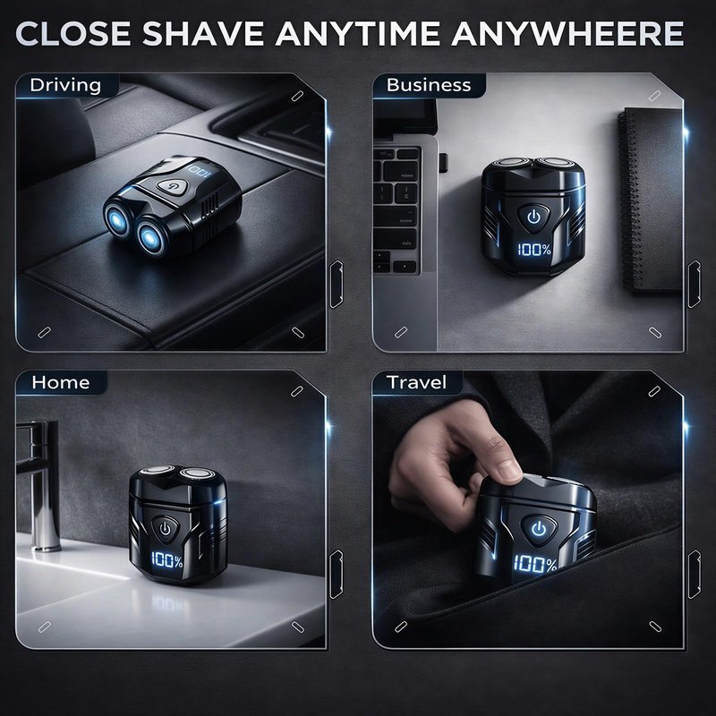 Mini Electric Dual-Head Shaver for Men – Rechargeable Portable Razor for Face, Compact & IPX7 Waterproof for Travel, Gift for Husband Boyfriend
