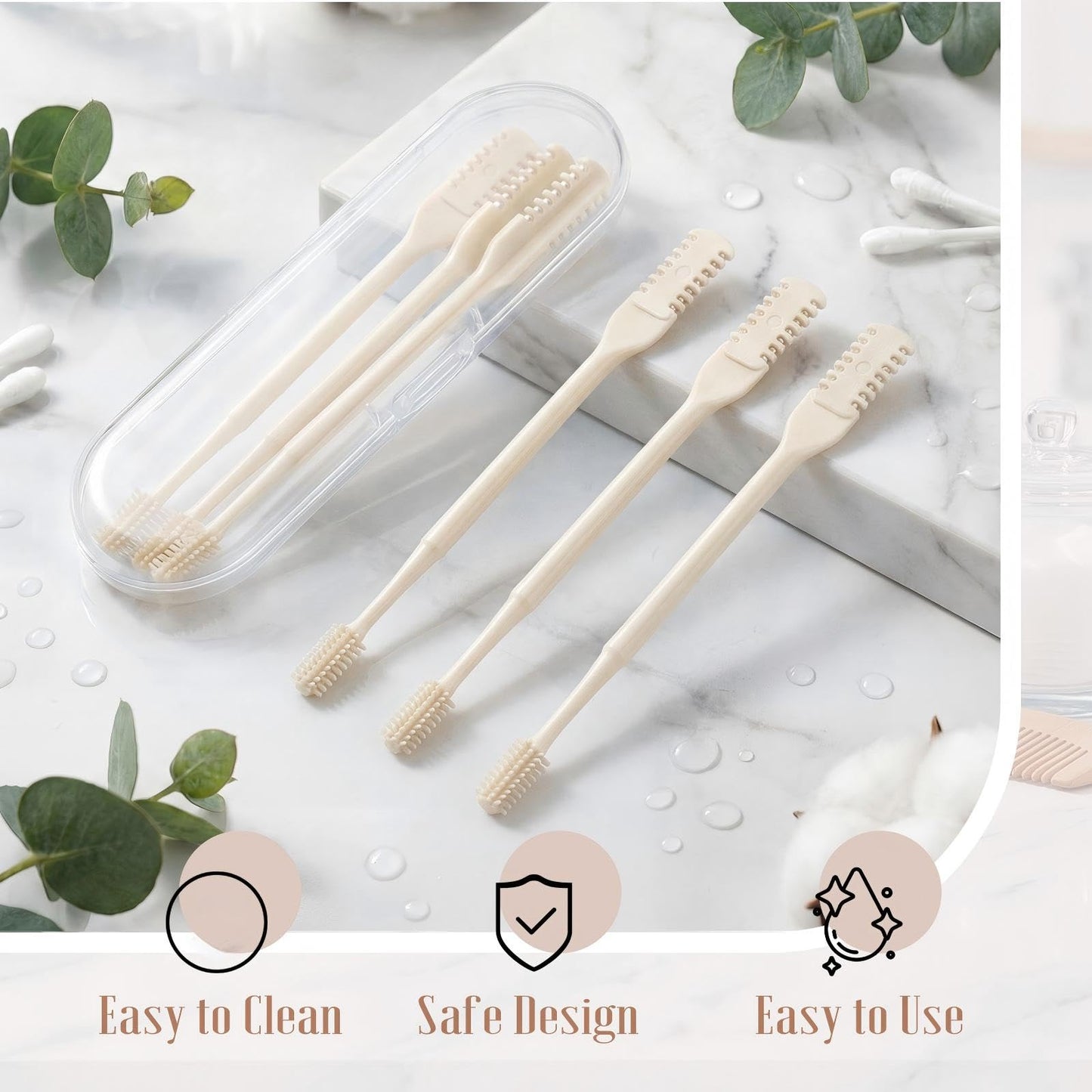 Lanties 15 Pcs 2-in-1 Nasal Hair Cutter Travel Double Sided Nose Hair Trimmer for Women Men Portable 360 Rotating Manual Nose Nasal Knife Soft Cleaning Brush with 5 Box Travel Package Yellow