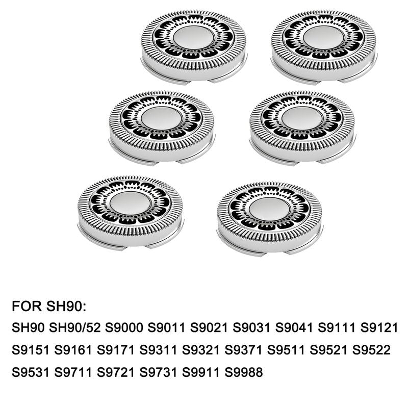 SH90 Replacement Shaver Heads Compatible with Philips Norelco 9000 Replacement Heads for Norelco Elctric Shaver Series 9000(S9xxx) S9000, S9011, S9021, S9031, Upgrade SH90 Replacement Blades, 2 Brush