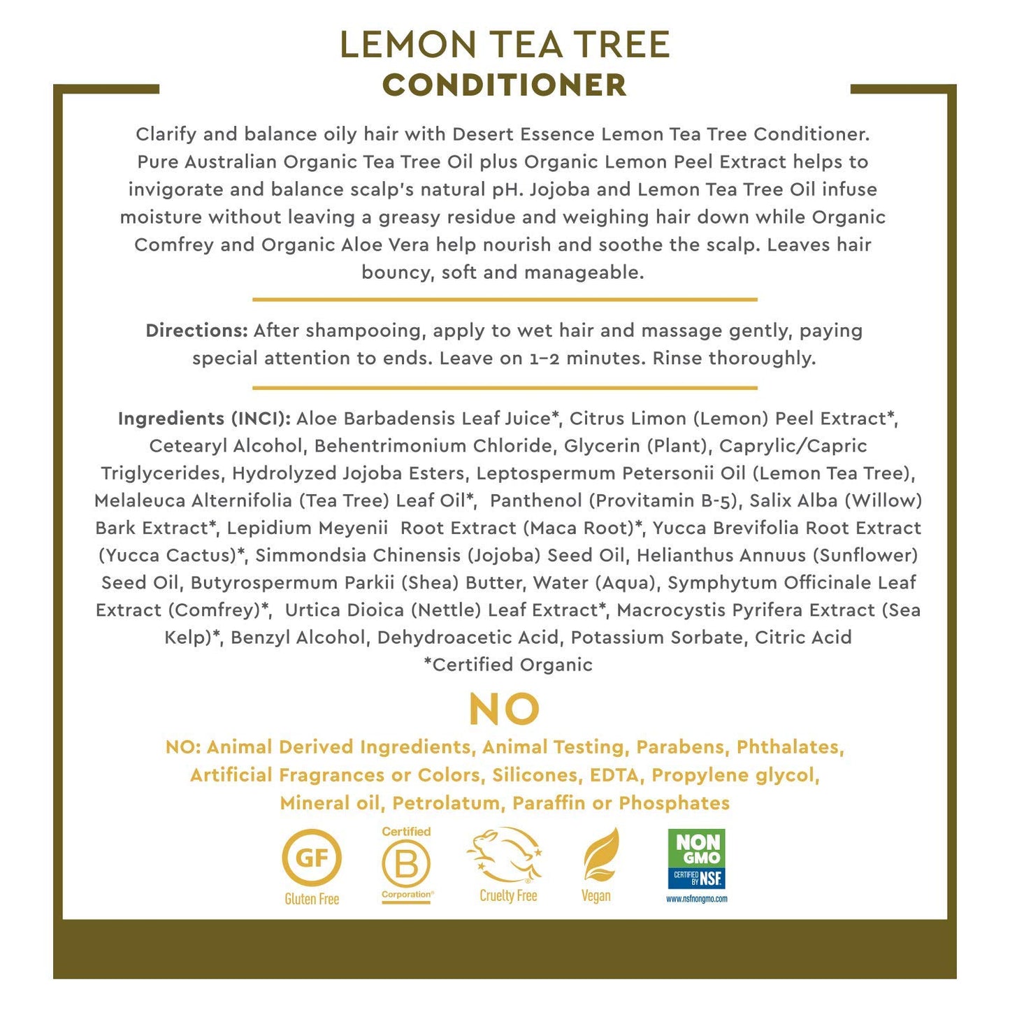 Desert Essence Lemon Tea Tree Shampoo & Conditioner Bundle - 8 Fl Ounce - Clarifying For Oily Hair - Essential Oils - Strengthen & Protect Hair - Effective Cleansing