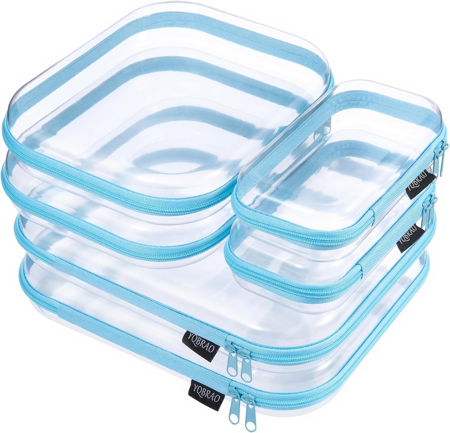 Clear Diaper Bag Organizer Pouches - 4-Pack Ultra-Thick PET Travel Bags | Rigid Self-Standing Design, TSA Approved