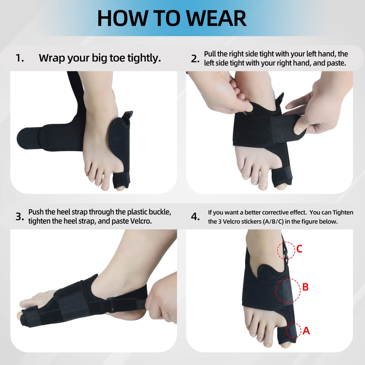 MOONSMILE 1 Pair Foot Bunion Corrector for Women & Men, Night Bunion Splint, Big Toe Straightener, Foot Gear Bunion Brace for Pain Relief
