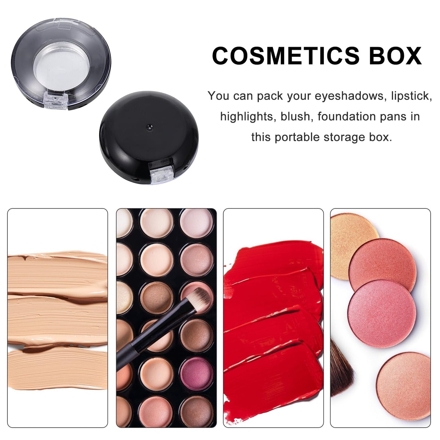 8PCS Empty Eyeshadow Palette, Refillable Eyeshadow Case for Travel Use, Empty Makeup Palette for Eyeshadow Blush Lipstick Organizer (35mm, Black)