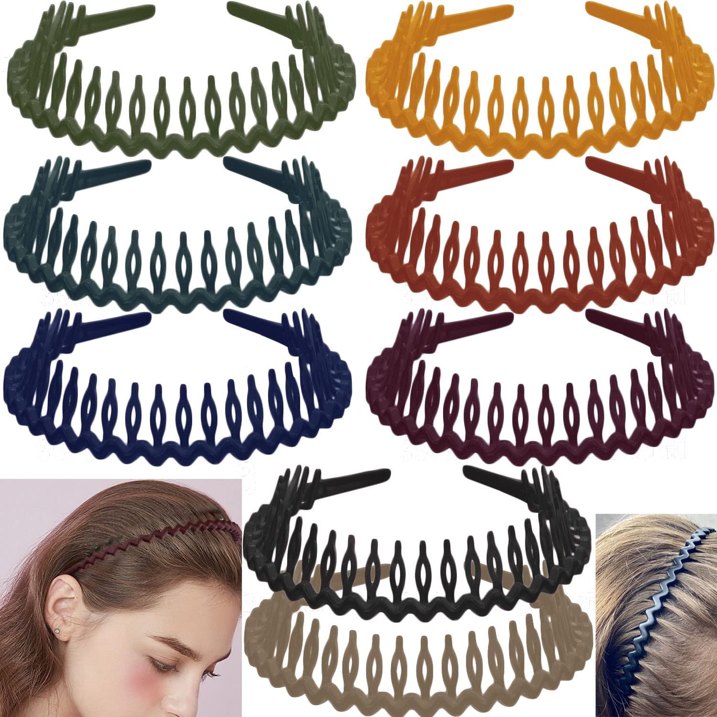 LAPOHI 8 PCS Non-Slip Plastic Headbands - Effortless Hair Accessories for Women & Teens | Matte Black