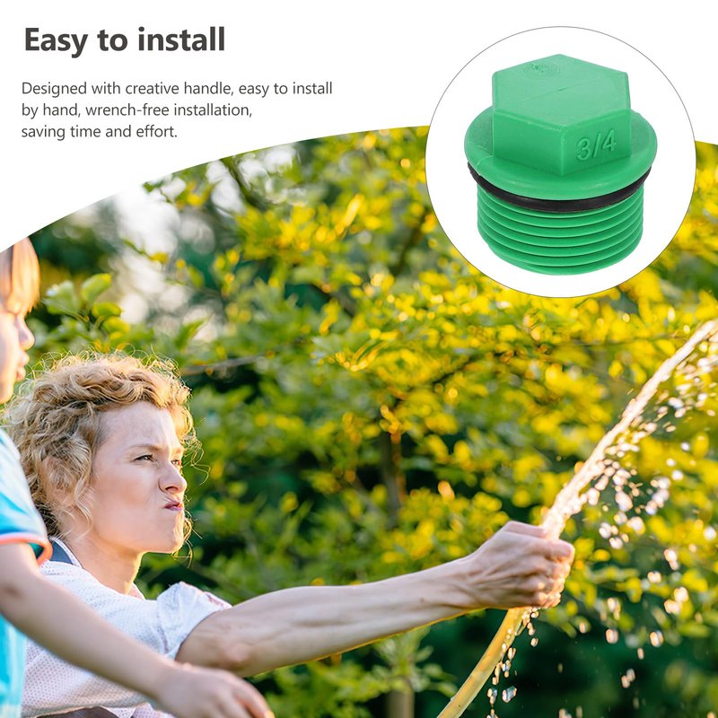 POPETPOP 10 Pieces 3/4 Garden Hose Caps and Plugs, Male Thread Pipe Plug End Cap, PPR Material Garden Irrigation Tubing Stopper Drain for Splitters, Manifolds, Rain Barrels - Prevents Leakage