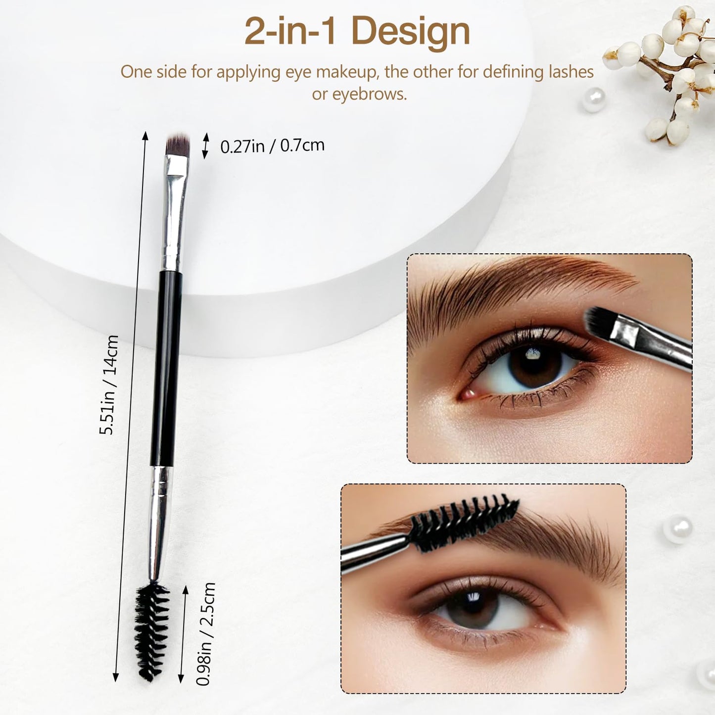 Eyebrow and Eyelash Tool Set of 3 - Lash Separator, Lash Spoolie, Brow Comb - Professional Eye Makeup Kit