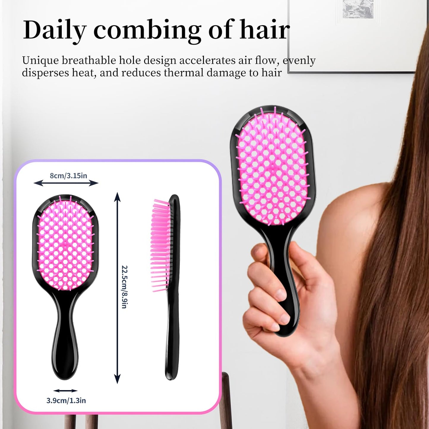Detangling Brush - Gentle & Effective Hair Detangler for Wet or Dry Hair | Ultra-Light, Ventilated Design (Black)