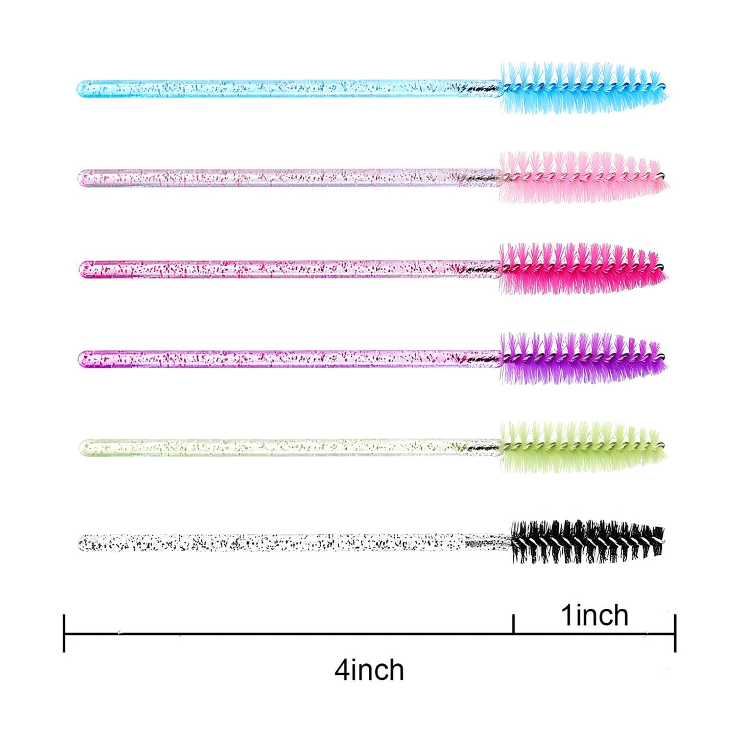 Elisel 300 PCS Disposable Mascara Brushes Crystal Eyelash Brushes Mascara Wands Applicator Eyelash Extensions Makeup Tools Eyebrow Brush (Crystal multicolor)