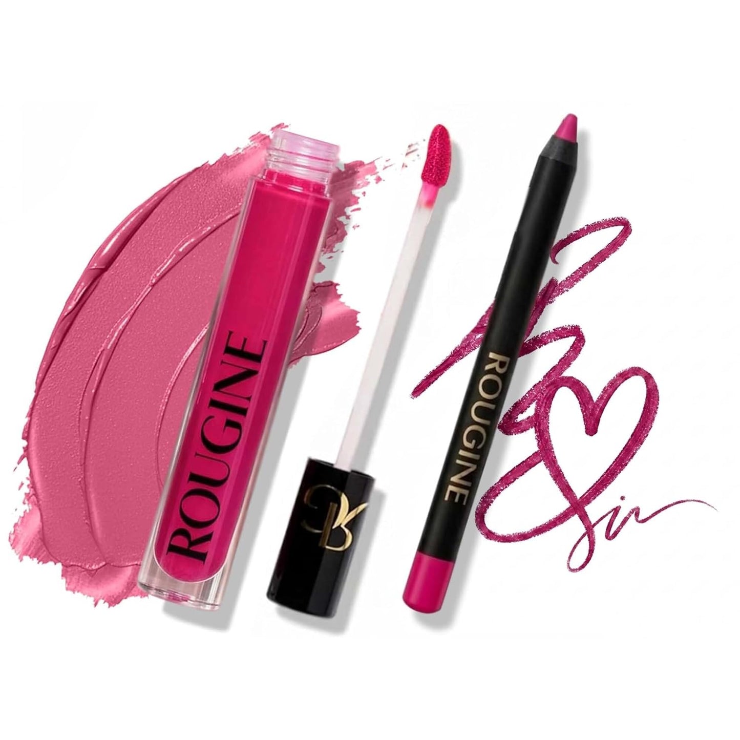 Matte Lipstick & Lip Liner Set - Long-Lasting Waterproof 2-in-1 Kit | French Kiss Shade, Smudge-Proof with Vitamin E & Shea Butter
