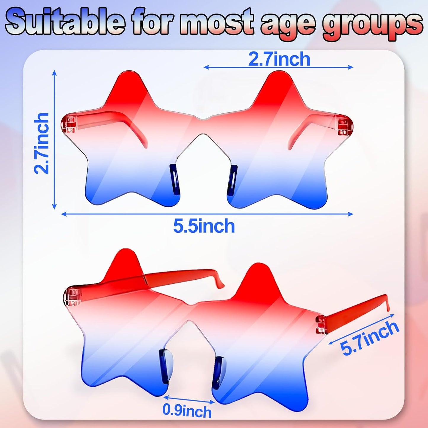 Star Sunglasses for 4th of July | Patriotic Red, White & Blue Eyewear for Men, Women & Teens