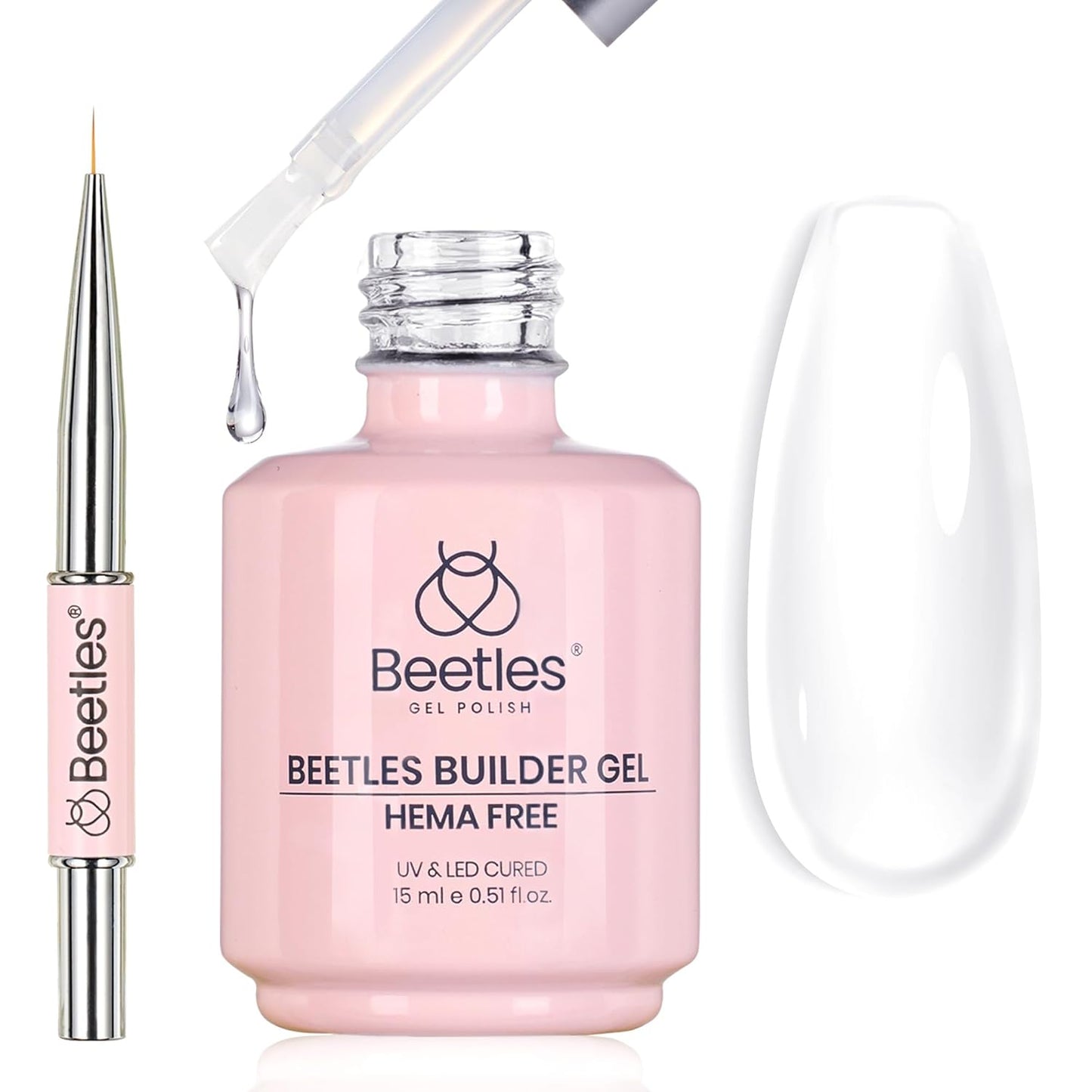 Beetles Builder Gel - Nail Strengthening Clear Gel Set | 3 Pcs for DIY Salon Use, Perfect for Beginners