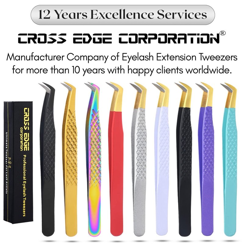 My Lash Tools Fiber Tip Lash Tweezers for Eyelash Extensions Professional Lash Tech Supplies Must Haves Volume Boot Eyelash Tweezers 12cm Stainless Steel Mink Fan Making Lashing Tweezer (Gold)