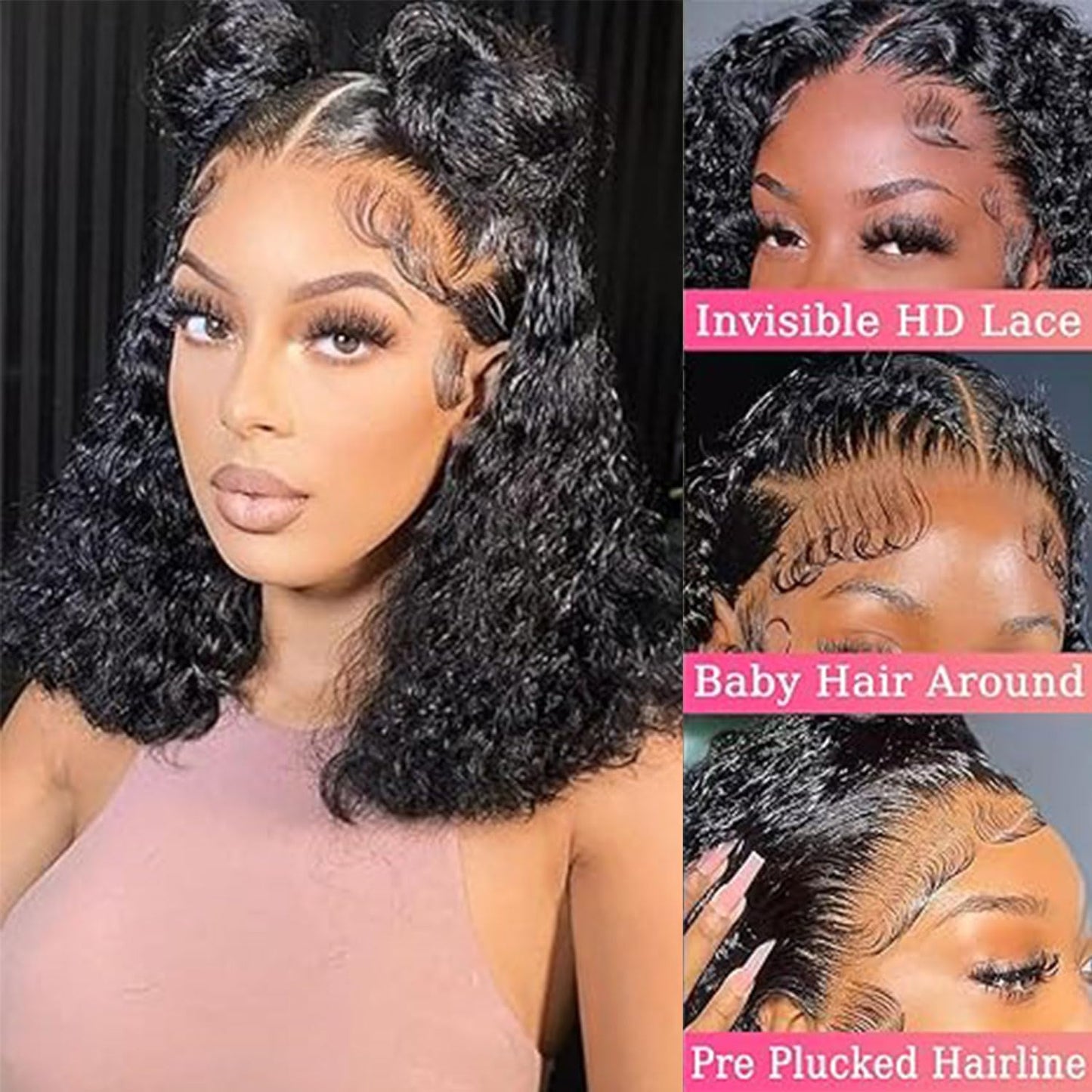 Deep Wave Bob Wig - 200 Density HD Lace Front Human Hair | Glueless Short Curly 12 Inch for Black Women