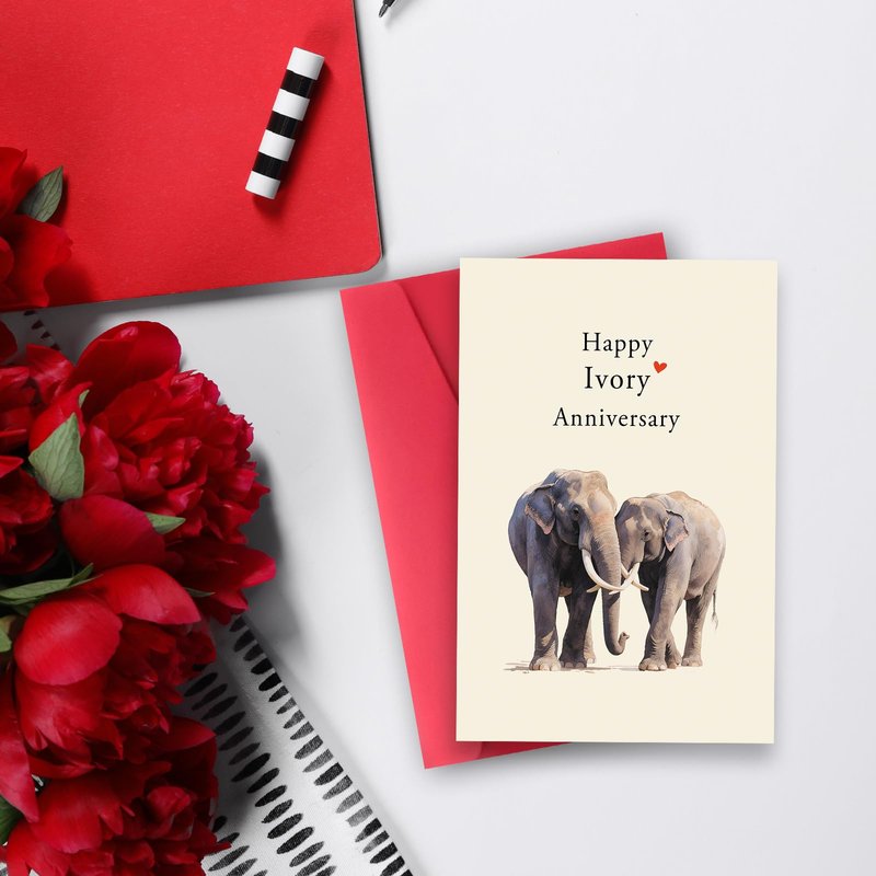 Bestmelo 14 Year Anniversary Card,14th Anniversary Card Gifts,14 Year Wedding Anniversary Day Gifts,Happy Ivory Anniversary,8x5.3 Inches,Double-Sided