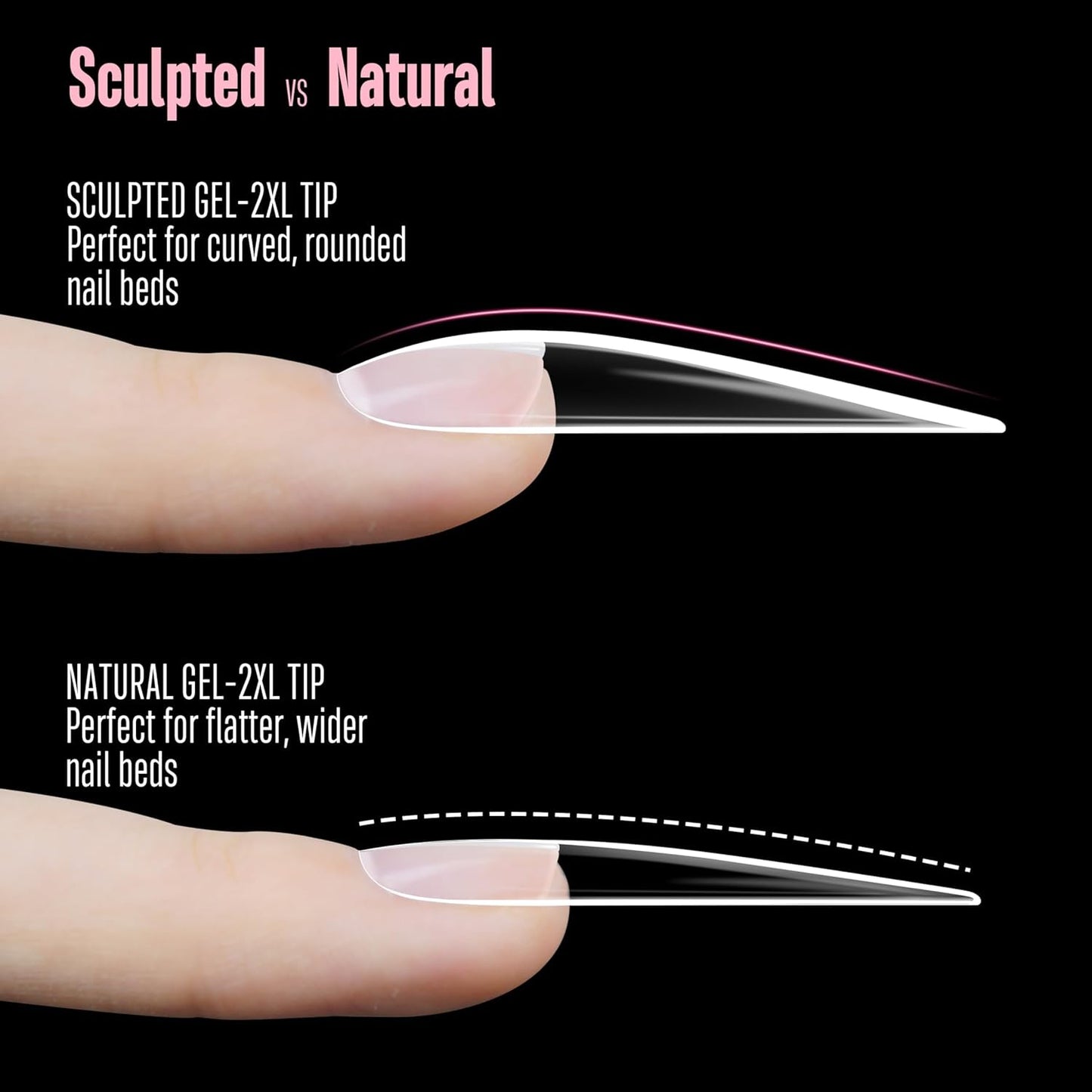 XXL Stiletto Almond Nail Tips - Extra Thick Long Press-On Nails, Full Cover Soft Gel, 300pcs in 15 Sizes