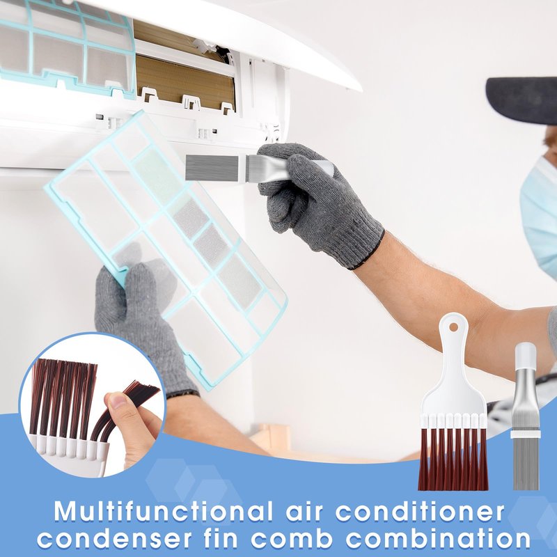 Boao 3 Pcs Ac Coil Cleaner Brush Fin Comb Double Sided Refrigerator Air Conditioner Evaporator Condenser Coil Stainless Steel Mini Split Brush Cleaning Kit HVAC Straightener for Ac Unit