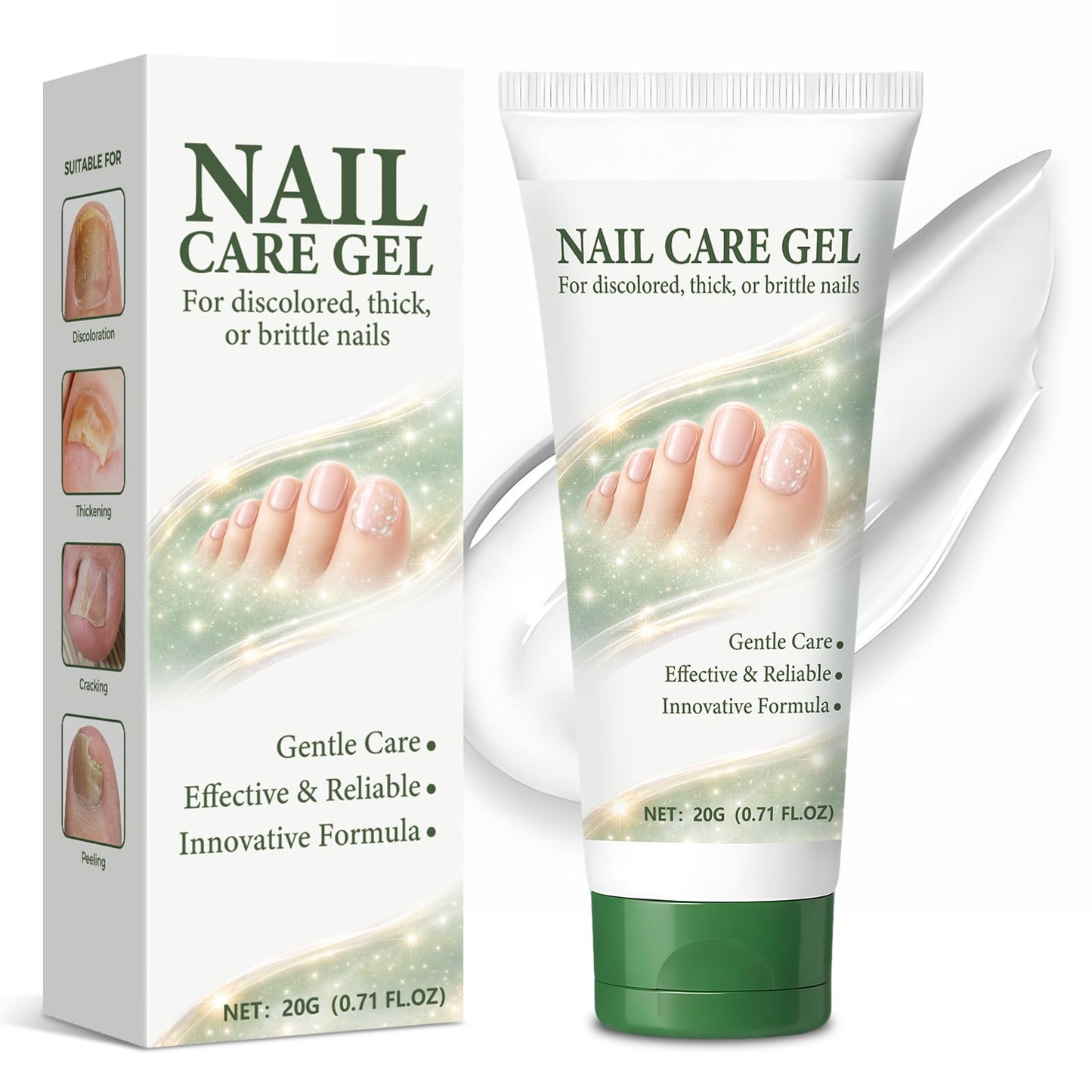 Nail Repair Gel, Nail Growth Serum, Toe Nail homFungusgo, Nail Strengthening Serum for Damaged, homBrittle & Thin Nails, Nourishing Formula, Fast Absorbing, Enhances Nail Appearance 20g