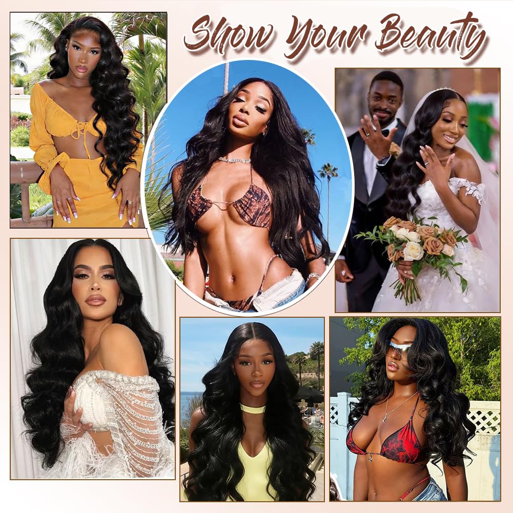 CUTE BEIN 250 Density 13x6 Lace Front Wigs,100% Human Hair, [2-Year Life,250g], 28 Inch Body Wave HD Lace Front Wigs Human Hair Pre Plucked Transparent Frontal Glueless Wigs with Baby Hair