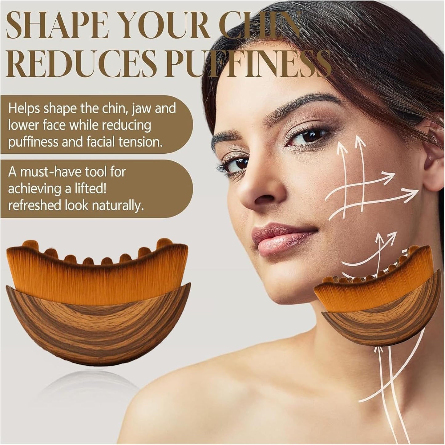 Lymphatic Contour Face Brush - Sculpting Tool for Lymphatic Drainage, Ultra Soft Bristles | Reduces Puffiness & Gentle on Skin