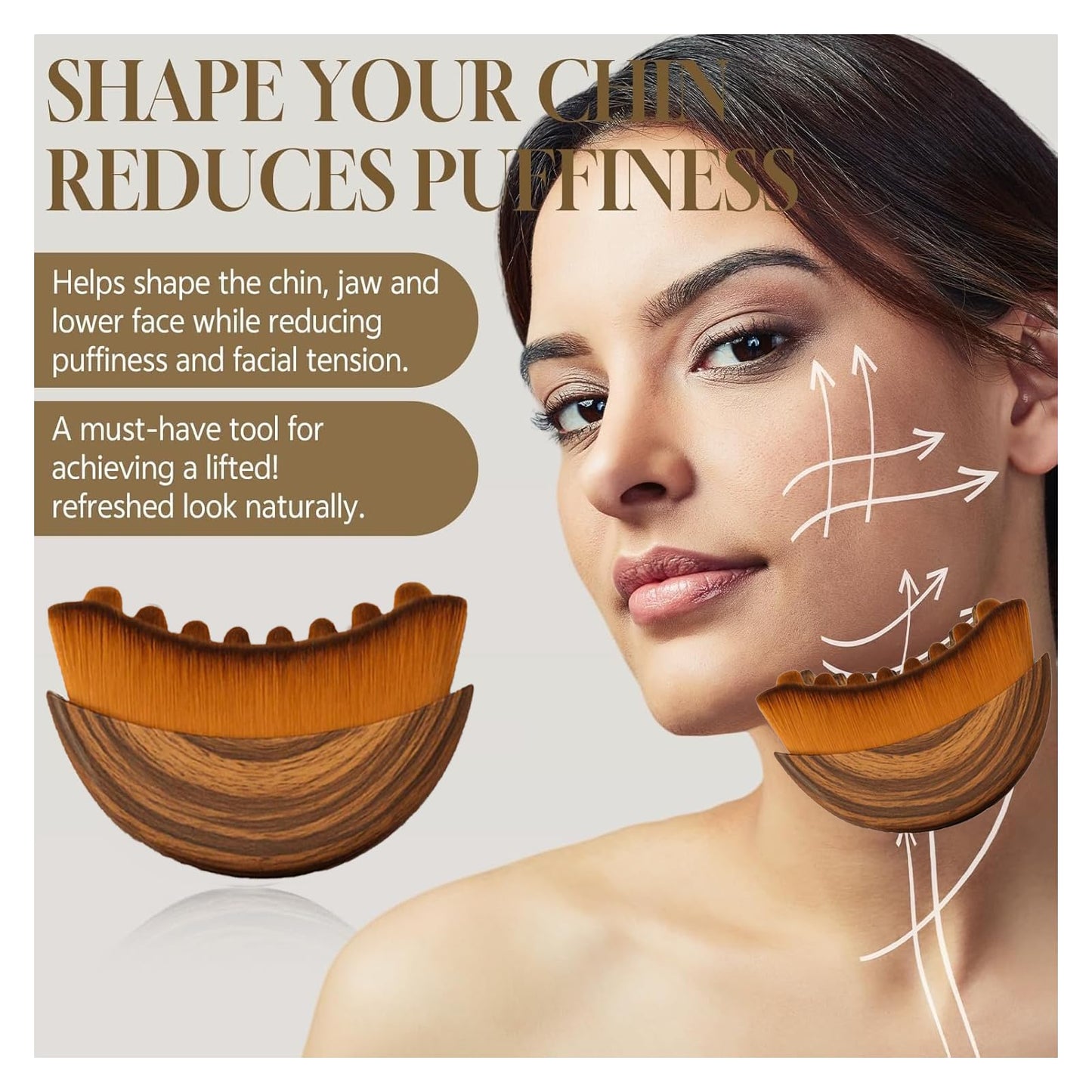 Alvora Lymphatic Contour Face Brush, Face Sculpting Tool for Lymphatic Drainage, Ultra Soft Bristles, Dry Brush, Helps Reduce Look of Puffiness, 100% Gentle & Soft on Skin | Naturally Sculpted Look